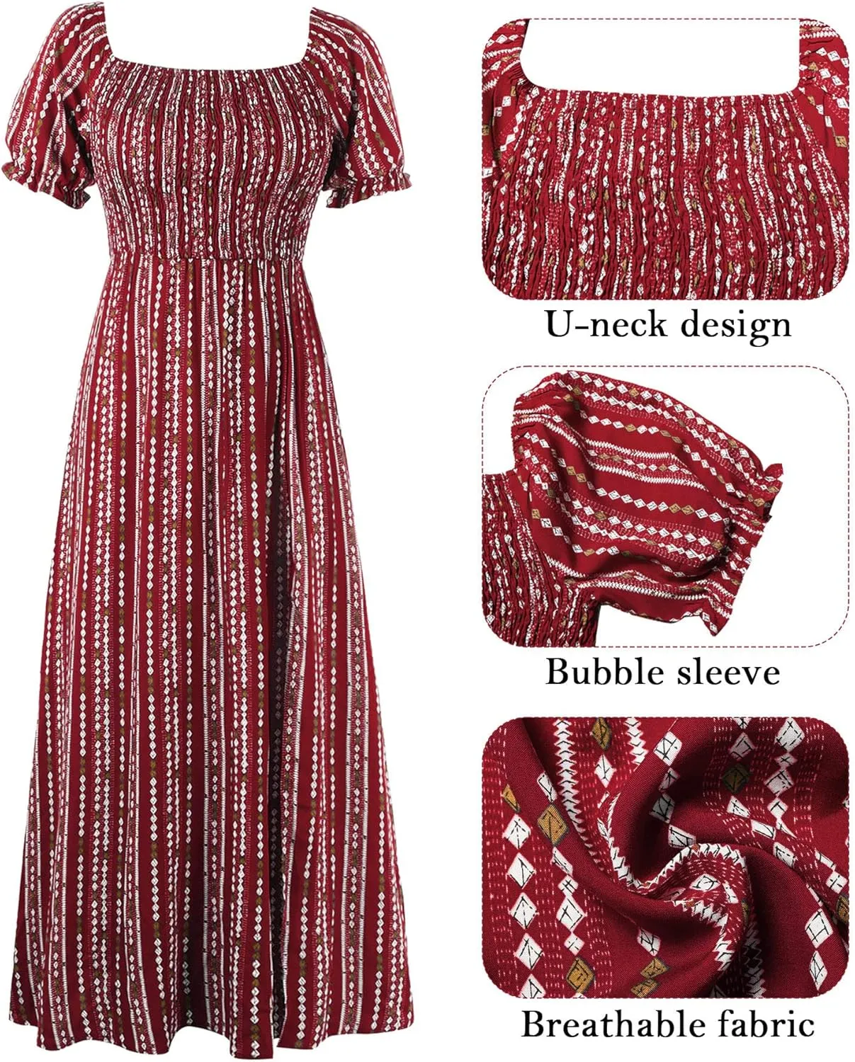 Wrap Dress Women Summer Bohemian Off Shoulder Floral Print Ruffle Vintage Flowy Dress Long Boho Beach Midi Dress