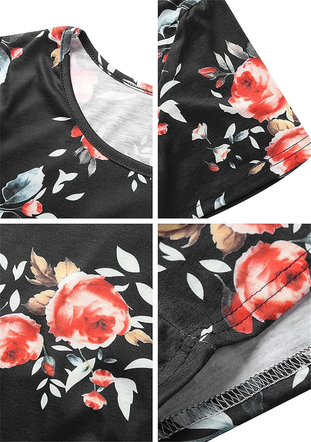 YMING Womens Casual Short Sleeve Sundress Summer Loose Fit T-Shirt Dress Crew Neck Swing Dresses Plus Size